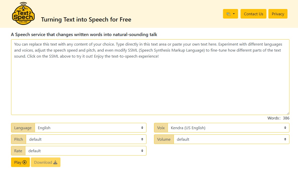Text2Speech screenshot 1